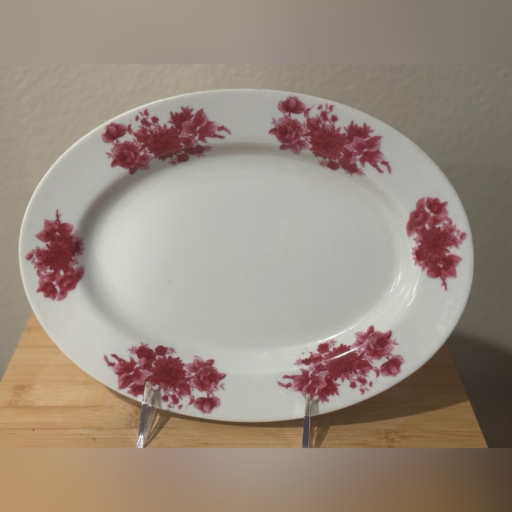 Vintage ENAK Hand Painted Elegant Floral Oval Platter